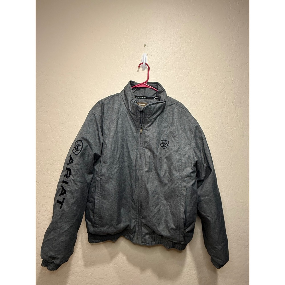 Ariat Mens Team Logo Jacket Heather Grey Full Zip XL Western Equestrian Coat